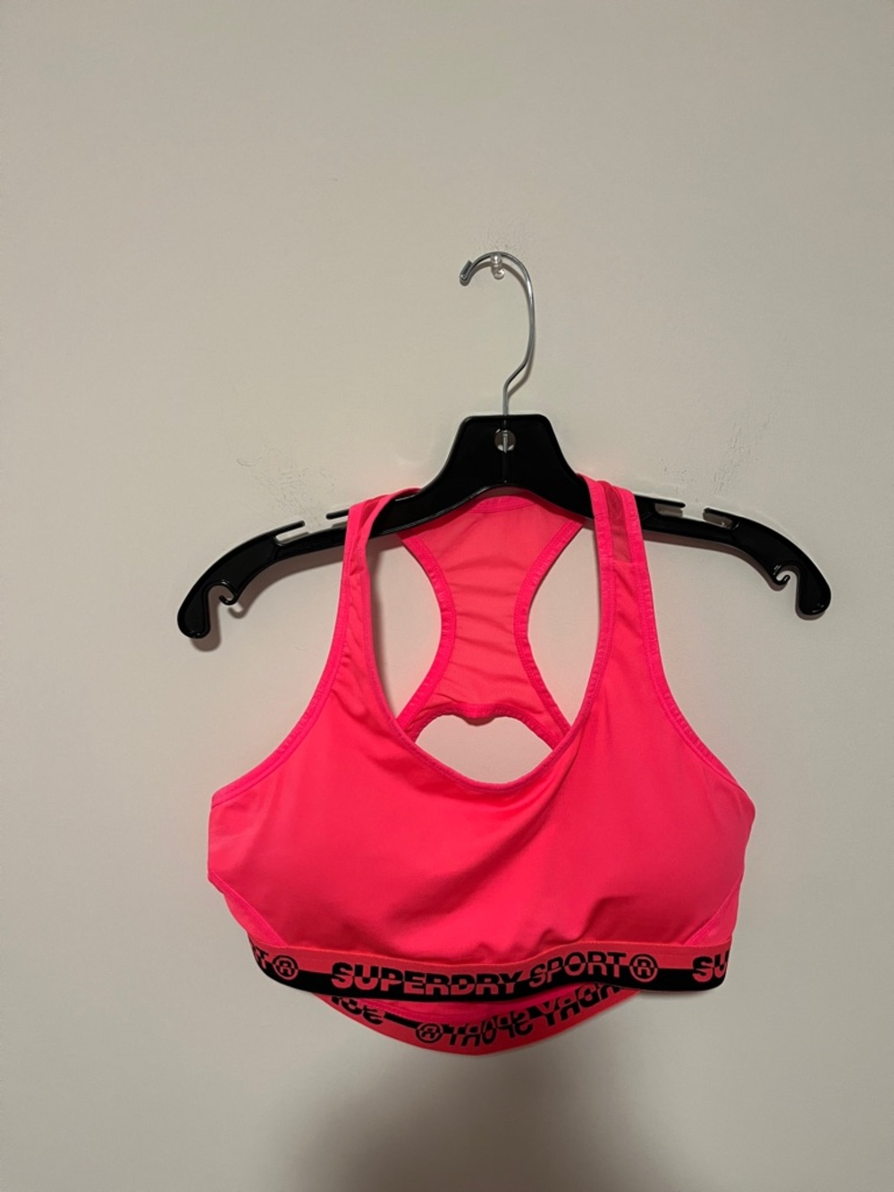 Superdry Neon Pink Racerback Sports Bra with Branded Elastic